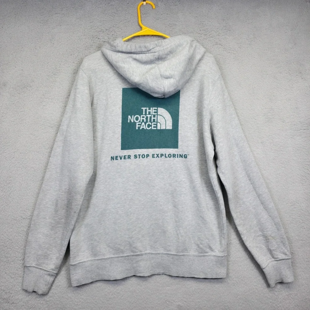 The North Face Hoodie Mens‎ M Gray Logo Graphics Athleisure Sweatshirt Thrashed
